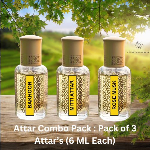 Attar Combo Pack -Pack of 3 Attar (6 ML Each) : Bakhoor Attar| Mitti Attar | Rose Musk Attar - Attar Wholesale