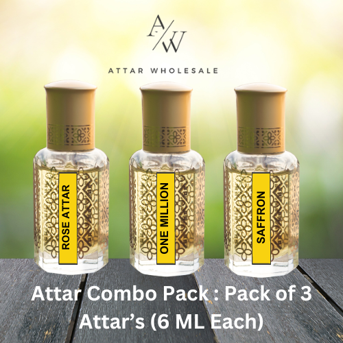 Attar Combo Pack-Pack of 3 Attar (6 ML Each) : Rose Attar | One Million Attar | Saffron Attar - Attar Wholesale