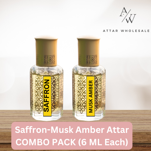 Saffron | Musk Amber Attar Combo Pack (6 ML Each) - Attar Wholesale