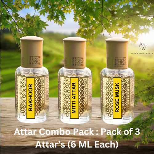 Attar Combo Pack -Pack of 3 Attar (6 ML Each) : Bakhoor Attar| Mitti Attar | Rose Musk Attar