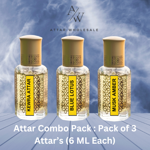 Attar Combo Pack -Pack of 3 Attar (6 ML Each) : Kewra Attar| Blue Lotus Attar | Musk Amber Attar