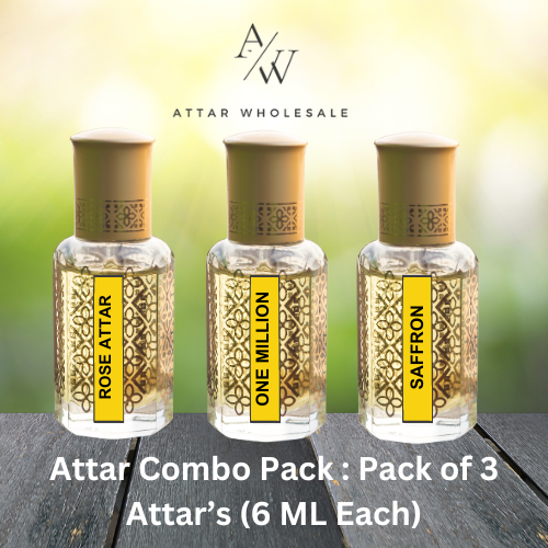 Attar Combo Pack -Pack of 3 Attar (6 ML Each) : Rose Attar | One Million Attar | Saffron Attar