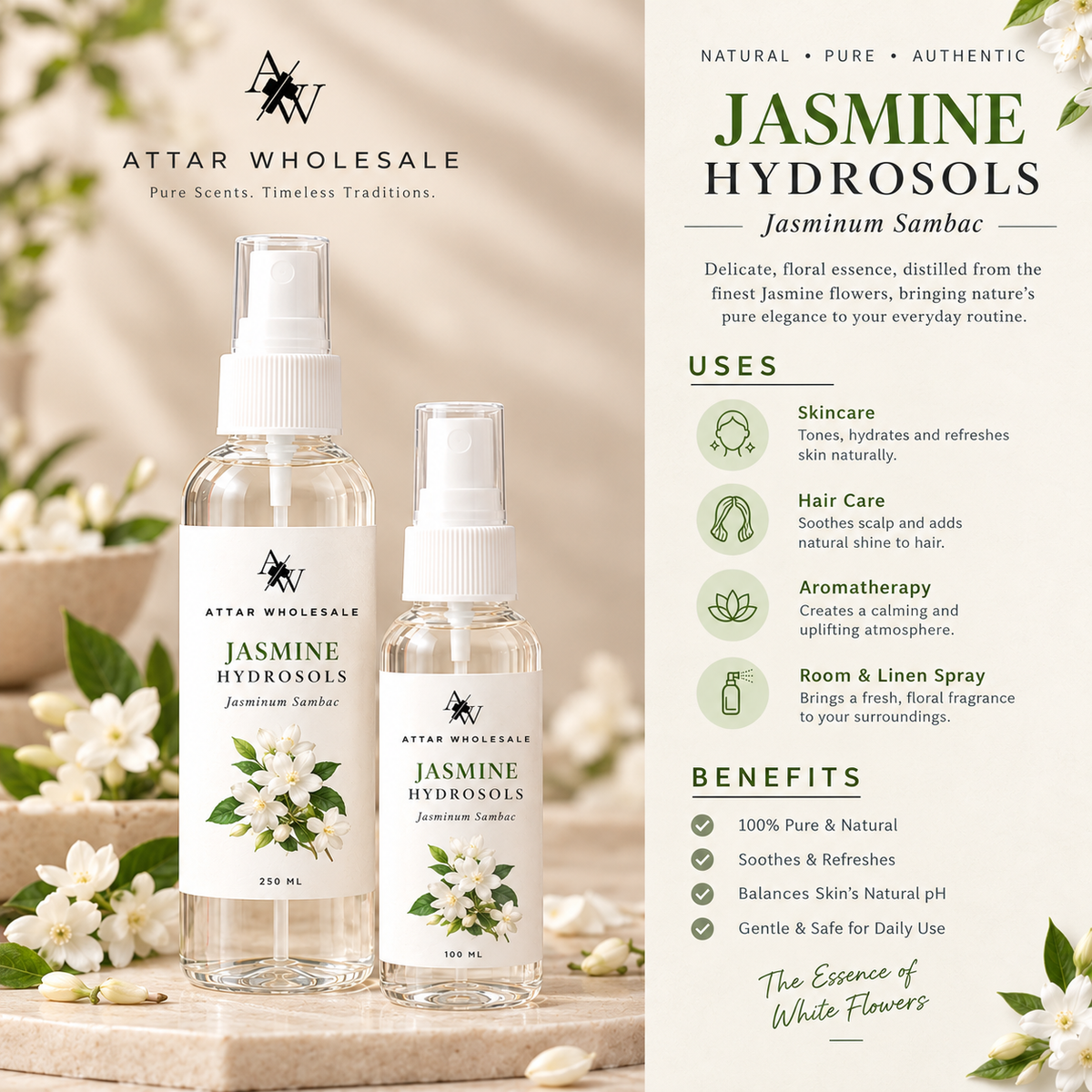 Pure Jasmine Water - Attar Wholesale